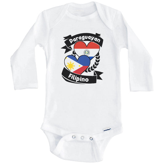 Paraguayan Filipino Heart Flags Paraguay Philippines Baby Bodysuit (Long Sleeves)