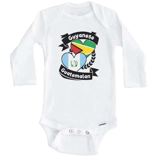 Guyanese Guatemalan Heart Flags Guyana Guatemala Baby Bodysuit (Long Sleeves)