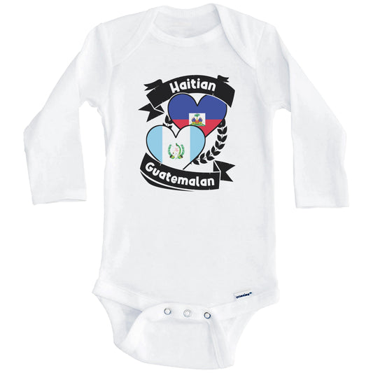 Haitian Guatemalan Heart Flags Haiti Guatemala Baby Bodysuit (Long Sleeves)