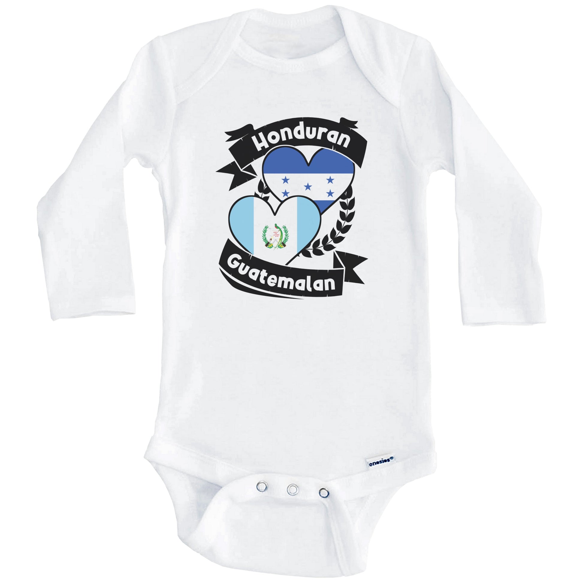 Honduran Guatemalan Heart Flags Honduras Guatemala Baby Bodysuit (Long Sleeves)