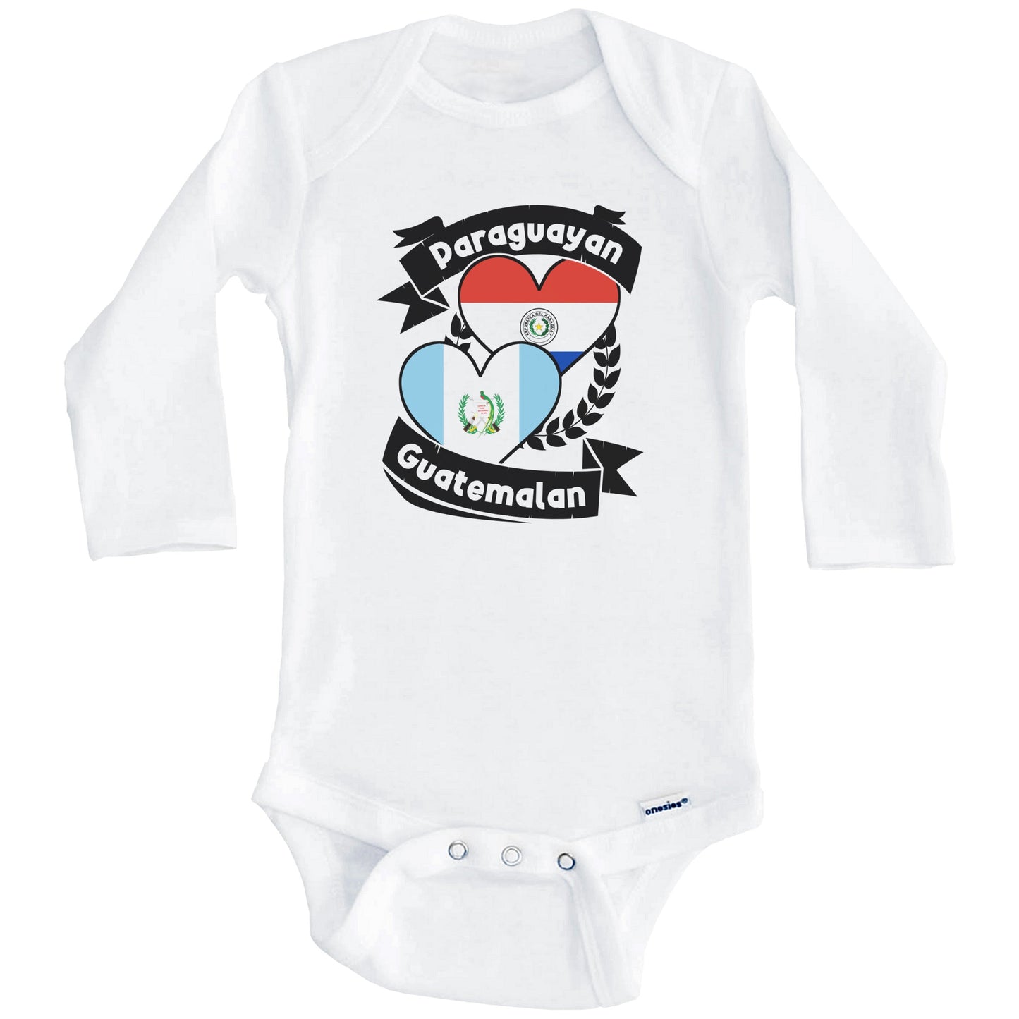 Paraguayan Guatemalan Heart Flags Paraguay Guatemala Baby Bodysuit (Long Sleeves)