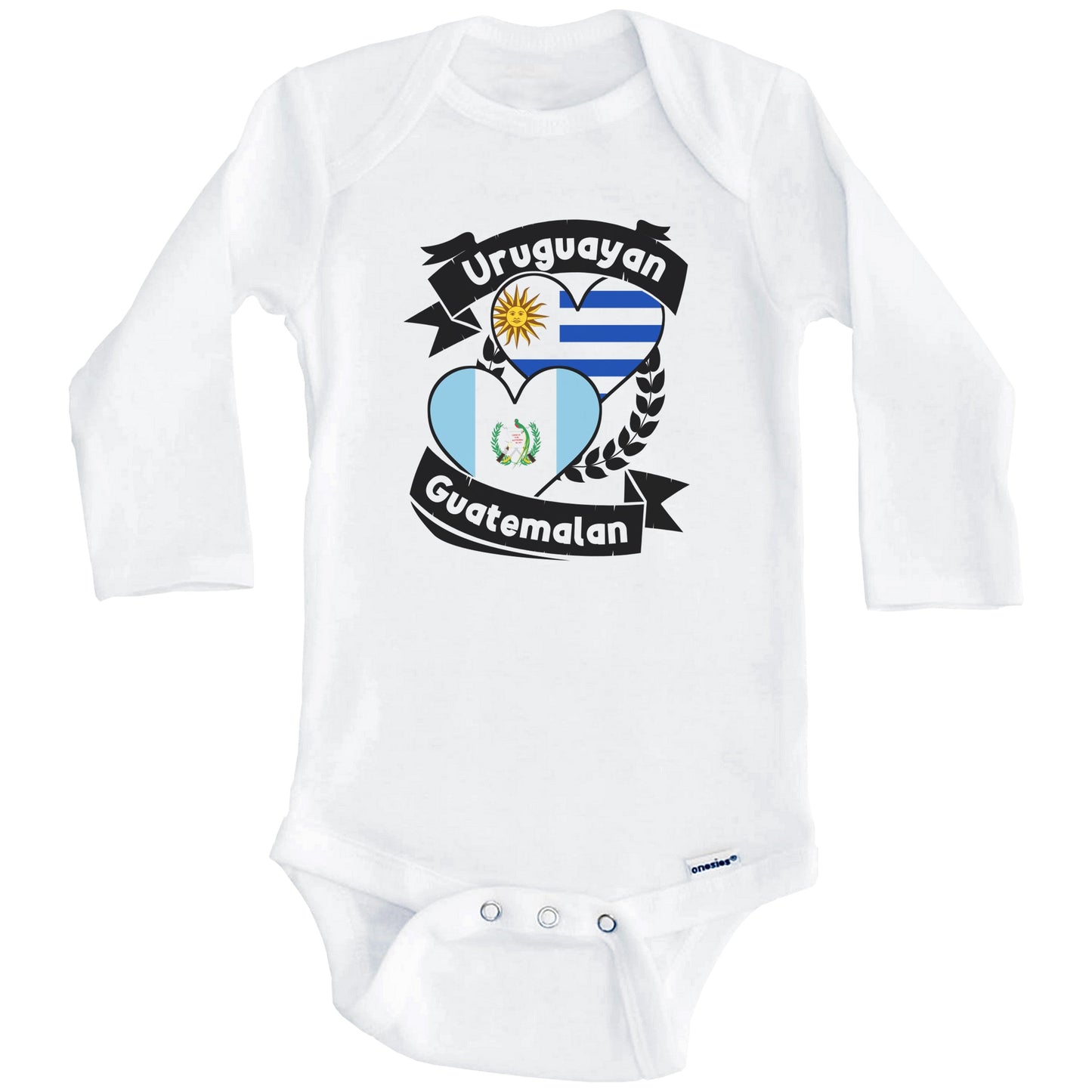 Uruguayan Guatemalan Heart Flags Uruguay Guatemala Baby Bodysuit (Long Sleeves)