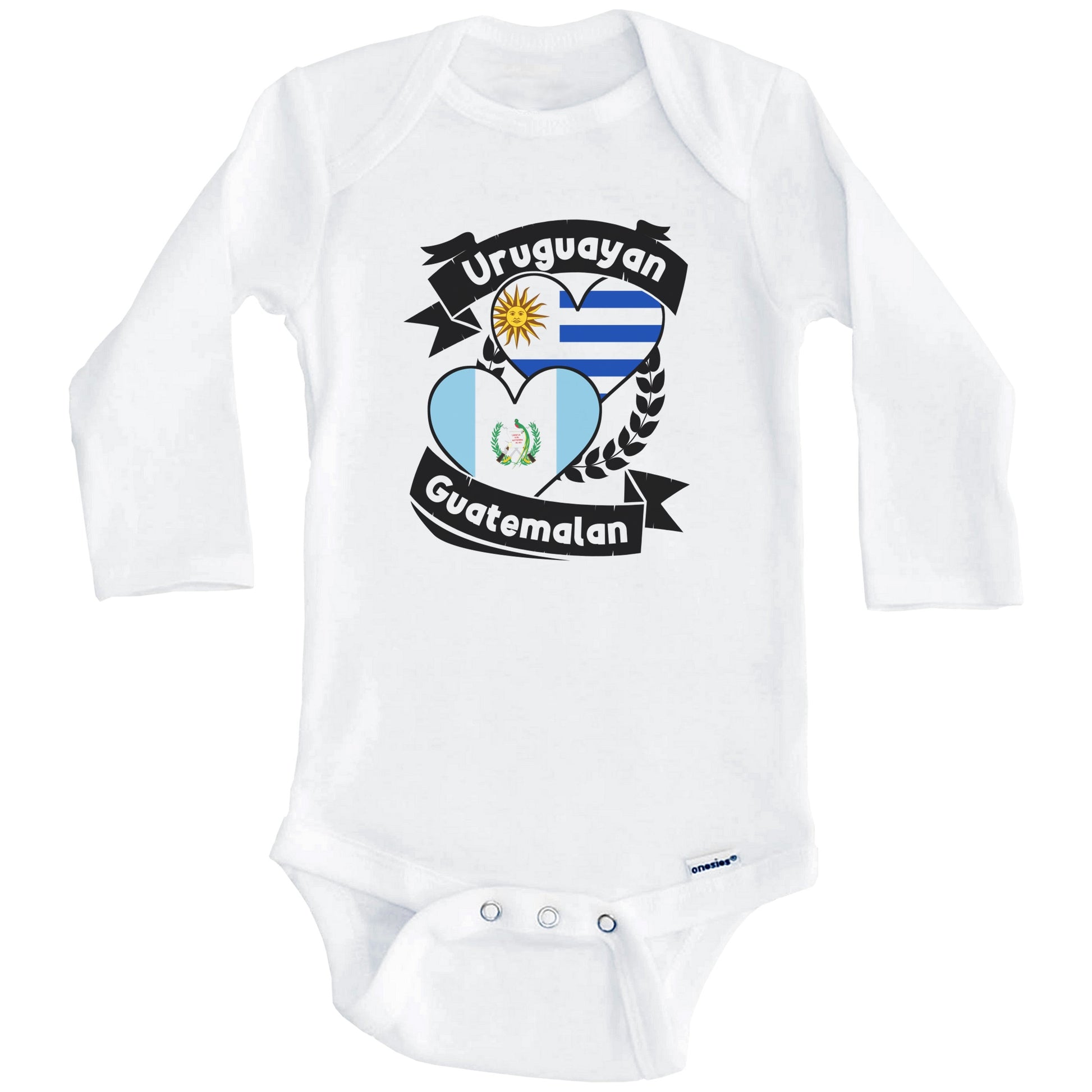Uruguayan Guatemalan Heart Flags Uruguay Guatemala Baby Bodysuit (Long Sleeves)