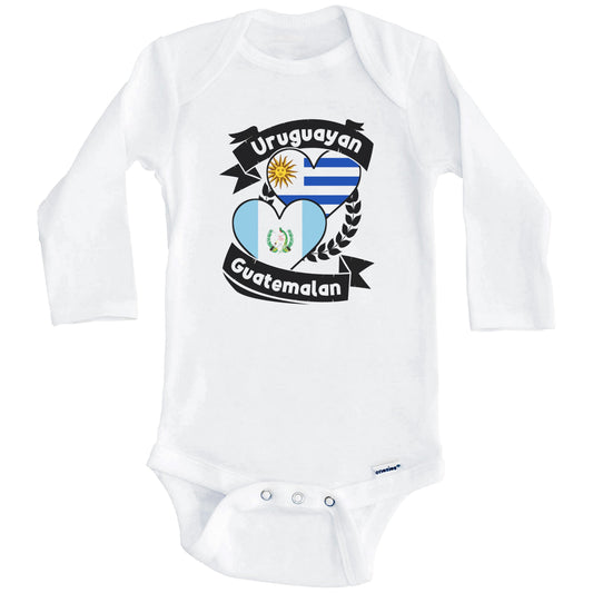 Uruguayan Guatemalan Heart Flags Uruguay Guatemala Baby Bodysuit (Long Sleeves)