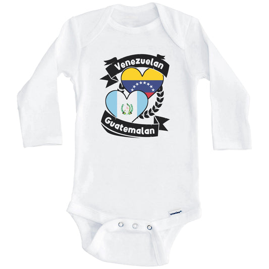 Venezuelan Guatemalan Heart Flags Venezuela Guatemala Baby Bodysuit (Long Sleeves)