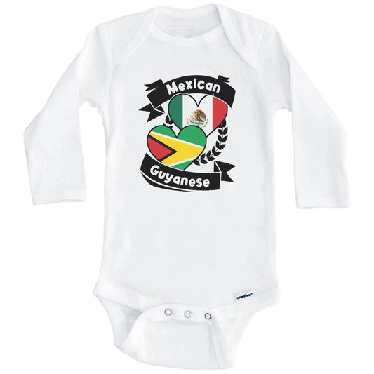 Mexican Guyanese Heart Flags Mexico Guyana Baby Bodysuit (Long Sleeves)