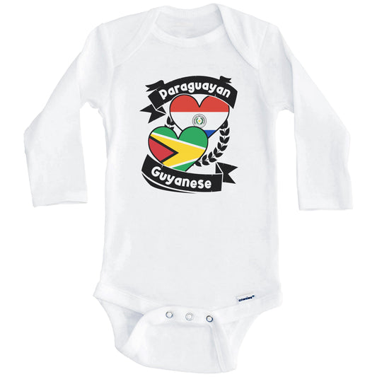 Paraguayan Guyanese Heart Flags Paraguay Guyana Baby Bodysuit (Long Sleeves)
