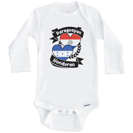 Paraguayan Honduran Heart Flags Paraguay Honduras Baby Bodysuit (Long Sleeves)