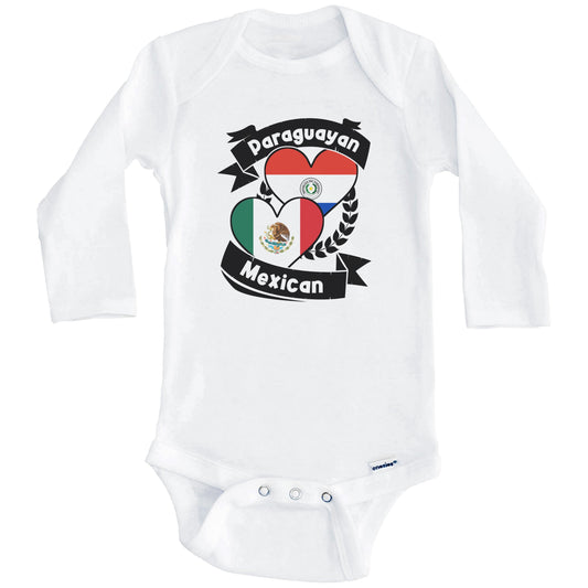 Paraguayan Mexican Heart Flags Paraguay Mexico Baby Bodysuit (Long Sleeves)