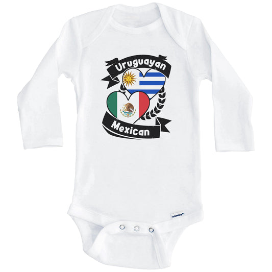 Uruguayan Mexican Heart Flags Uruguay Mexico Baby Bodysuit (Long Sleeves)