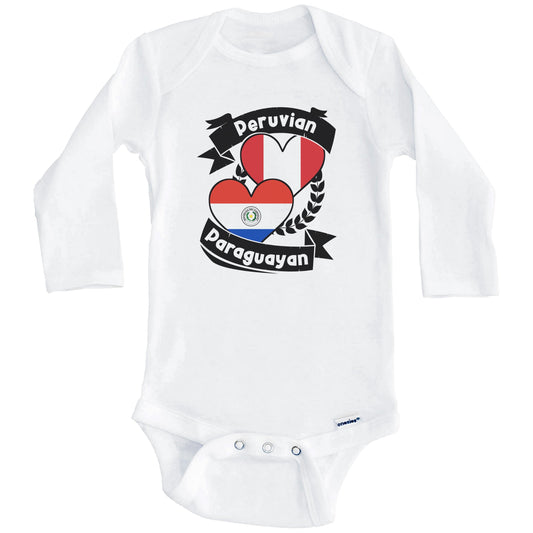Peruvian Paraguayan Heart Flags Peru Paraguay Baby Bodysuit (Long Sleeves)