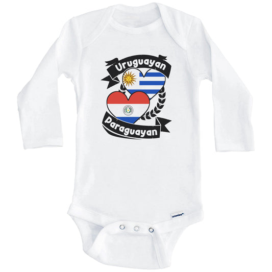 Uruguayan Paraguayan Heart Flags Uruguay Paraguay Baby Bodysuit (Long Sleeves)