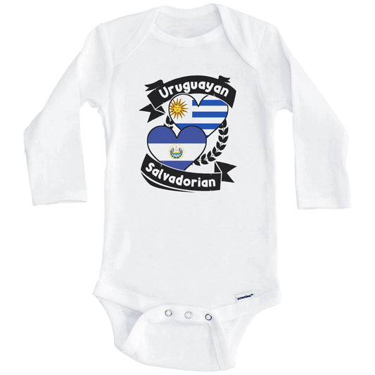 Uruguayan Salvadorian Heart Flags Uruguay El Salvador Baby Bodysuit (Long Sleeves)