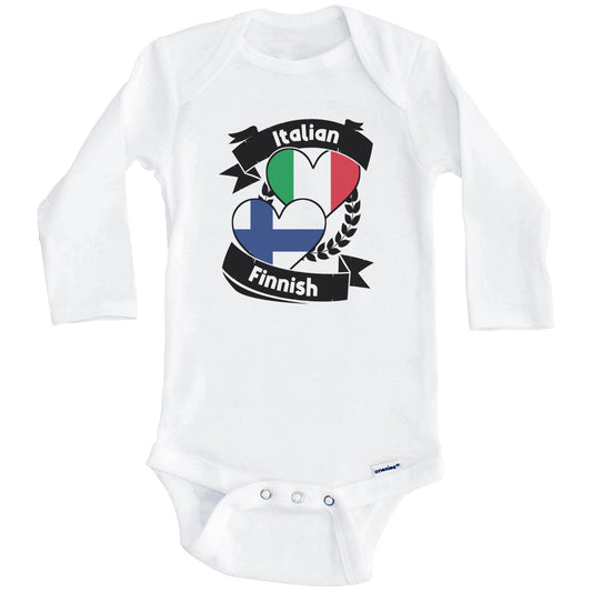 Italian Finnish Heart Flags Italy Finland Baby Bodysuit (Long Sleeves)