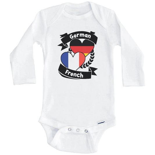 German French Heart Flags Germany France Baby Bodysuit (Long Sleeves)