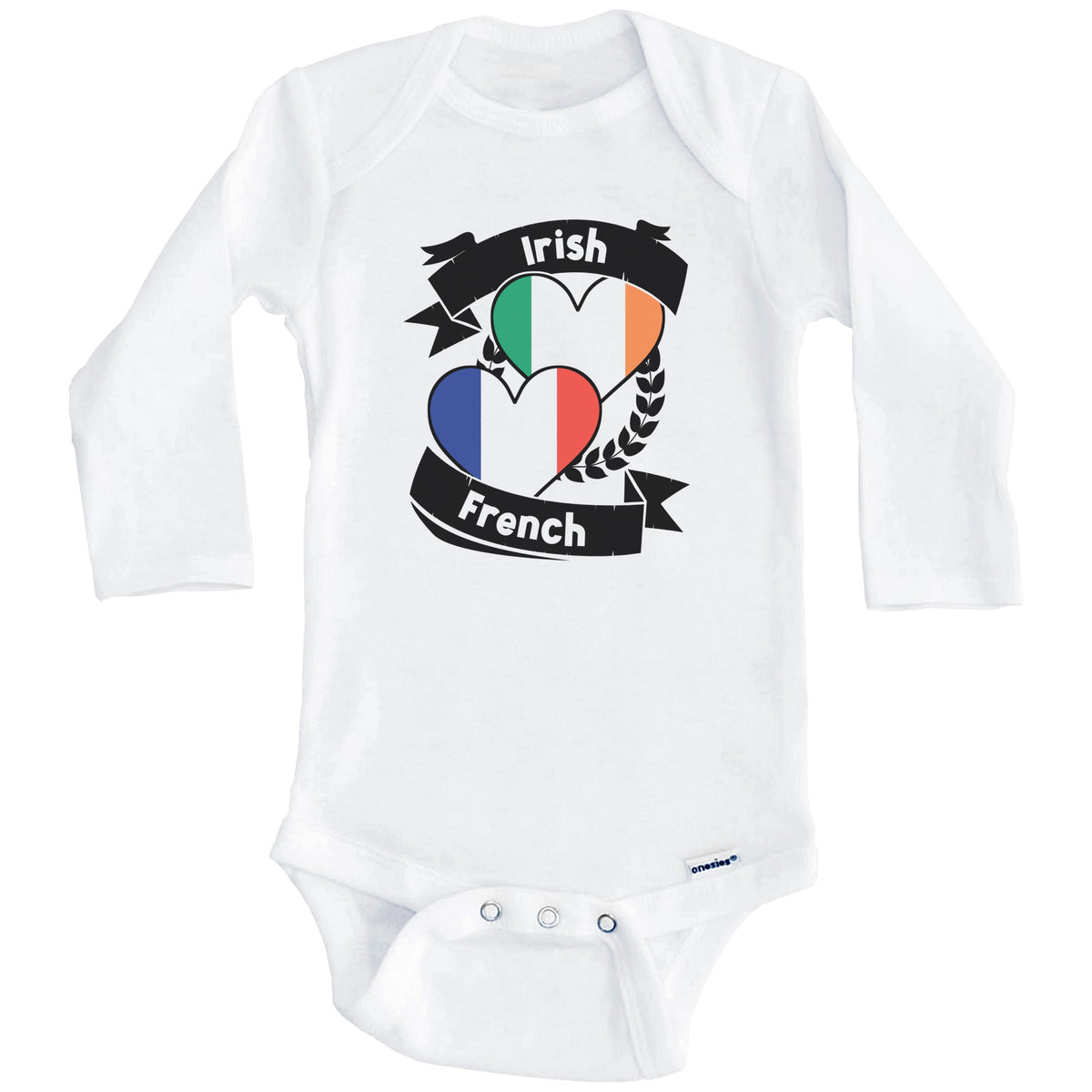 Irish French Heart Flags Ireland France Baby Bodysuit (Long Sleeves)