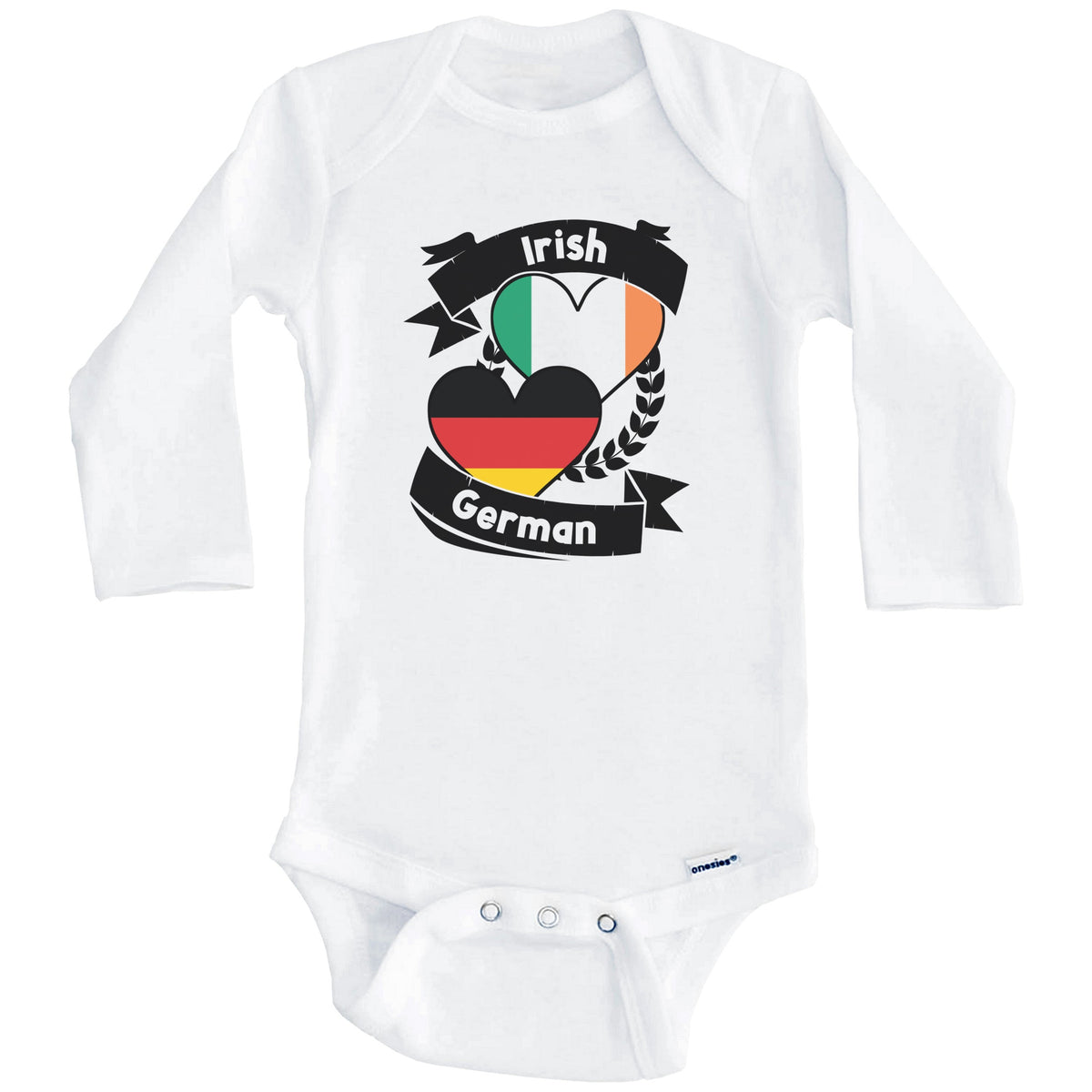 Irish German Heart Flags Ireland Germany Baby Bodysuit (Long Sleeves)