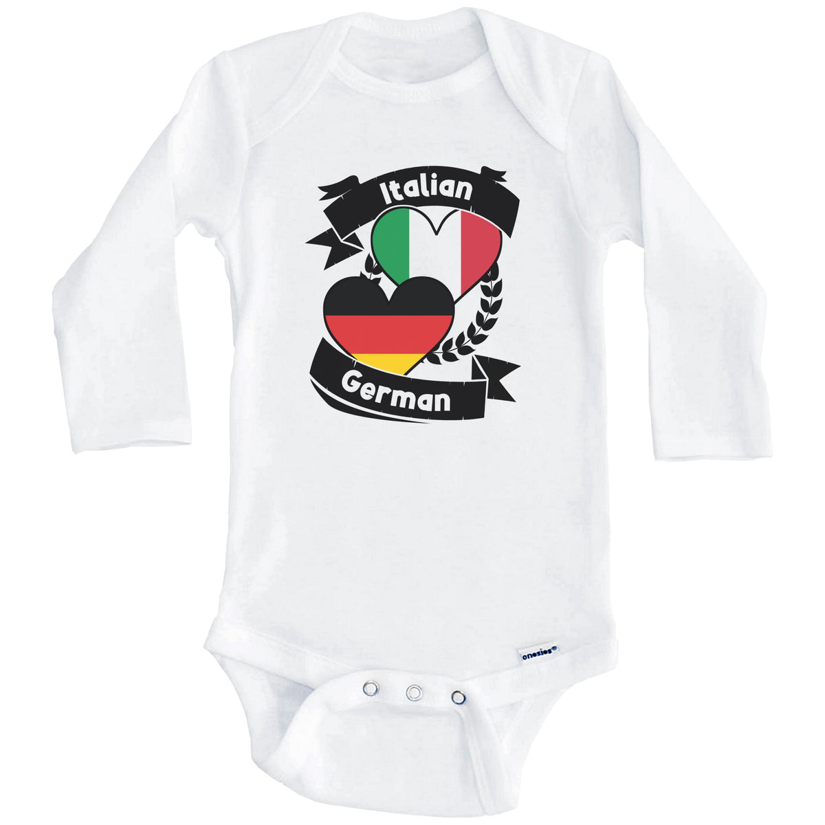 Italian German Heart Flags Italy Germany Baby Bodysuit (Long Sleeves)