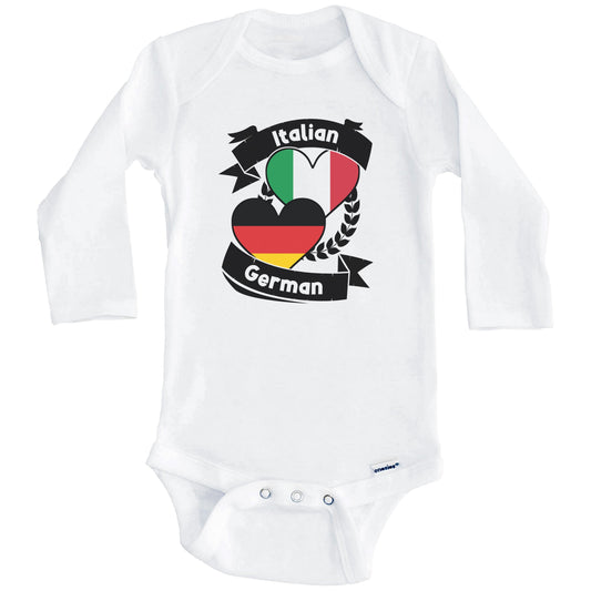 Italian German Heart Flags Italy Germany Baby Bodysuit (Long Sleeves)