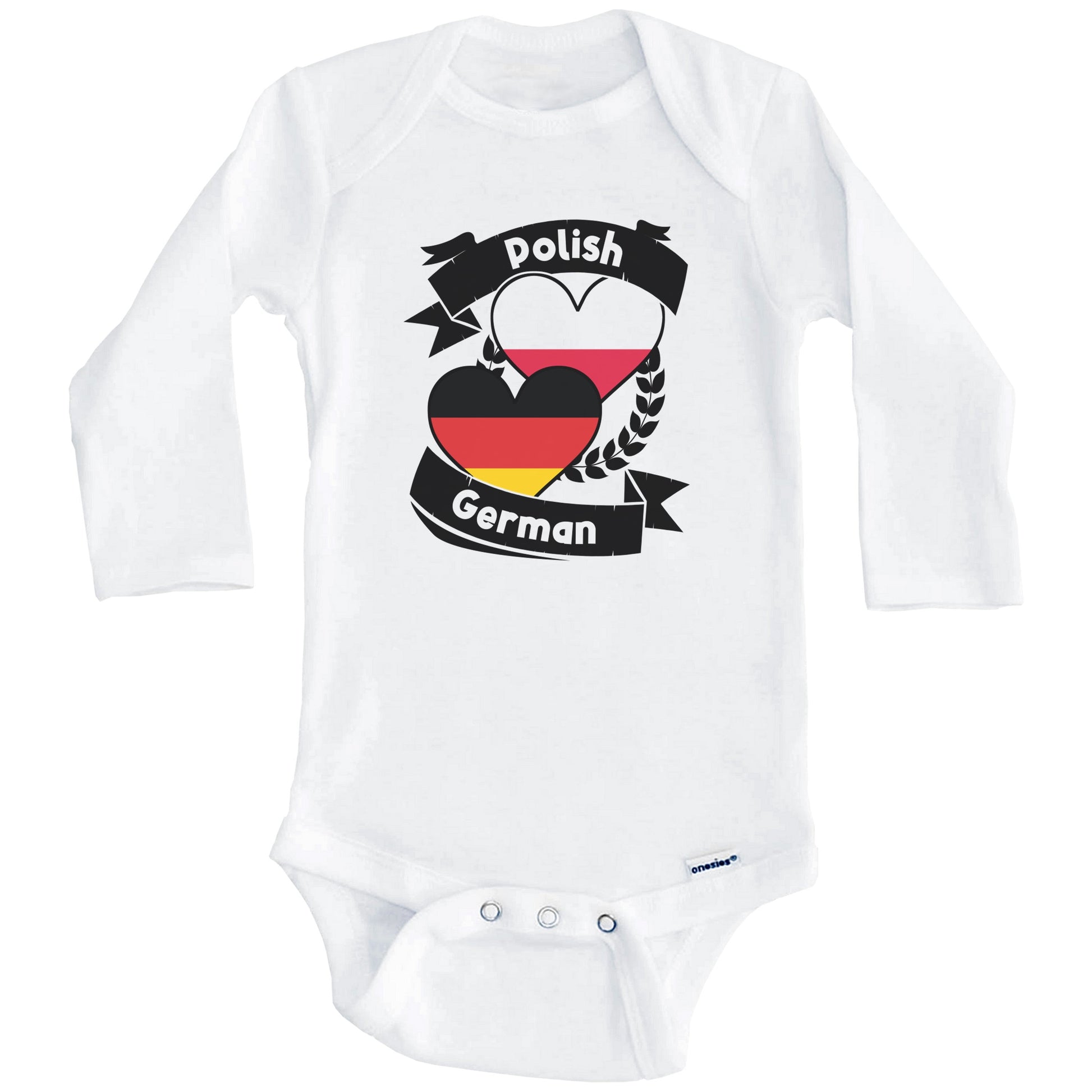 Polish German Heart Flags Poland Germany Baby Bodysuit (Long Sleeves)