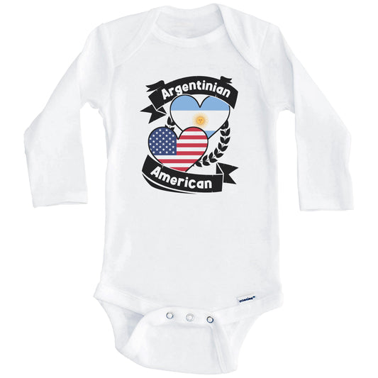 Argentinian American Hearts USA Flag Argentina Flag Baby Bodysuit (Long Sleeves)