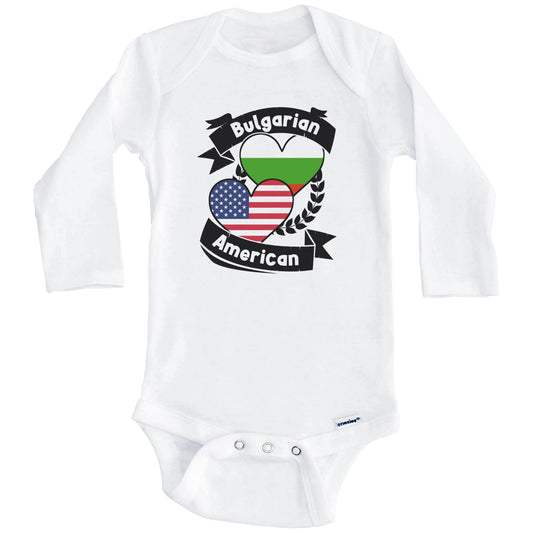 Bulgarian American Hearts USA Flag Bulgaria Flag Baby Bodysuit (Long Sleeves)