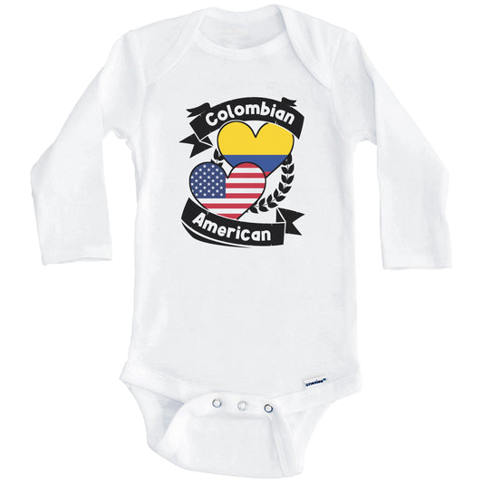 Colombian American Hearts USA Flag Colombia Flag Baby Bodysuit (Long Sleeves)