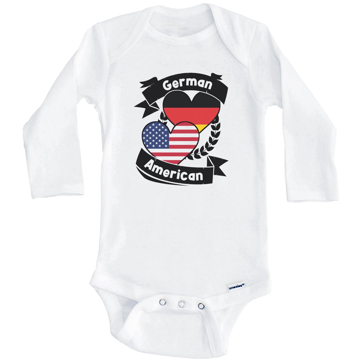 German American Hearts USA Flag Germany Flag Baby Bodysuit (Long Sleeves)