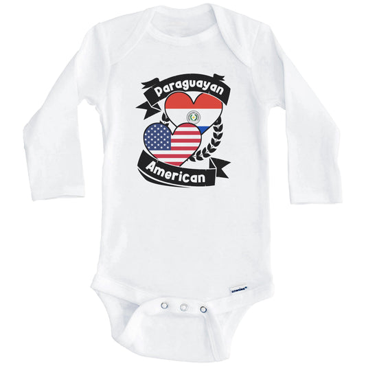 Paraguayan American Hearts USA Flag Paraguay Flag Baby Bodysuit (Long Sleeves)