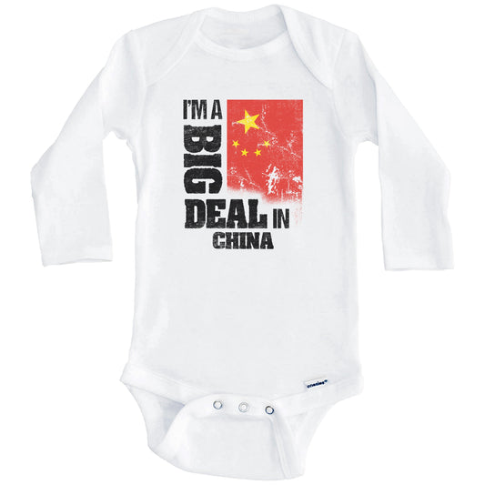 I'm A Big Deal In China Funny Chinese Flag Baby Bodysuit (Long Sleeves)
