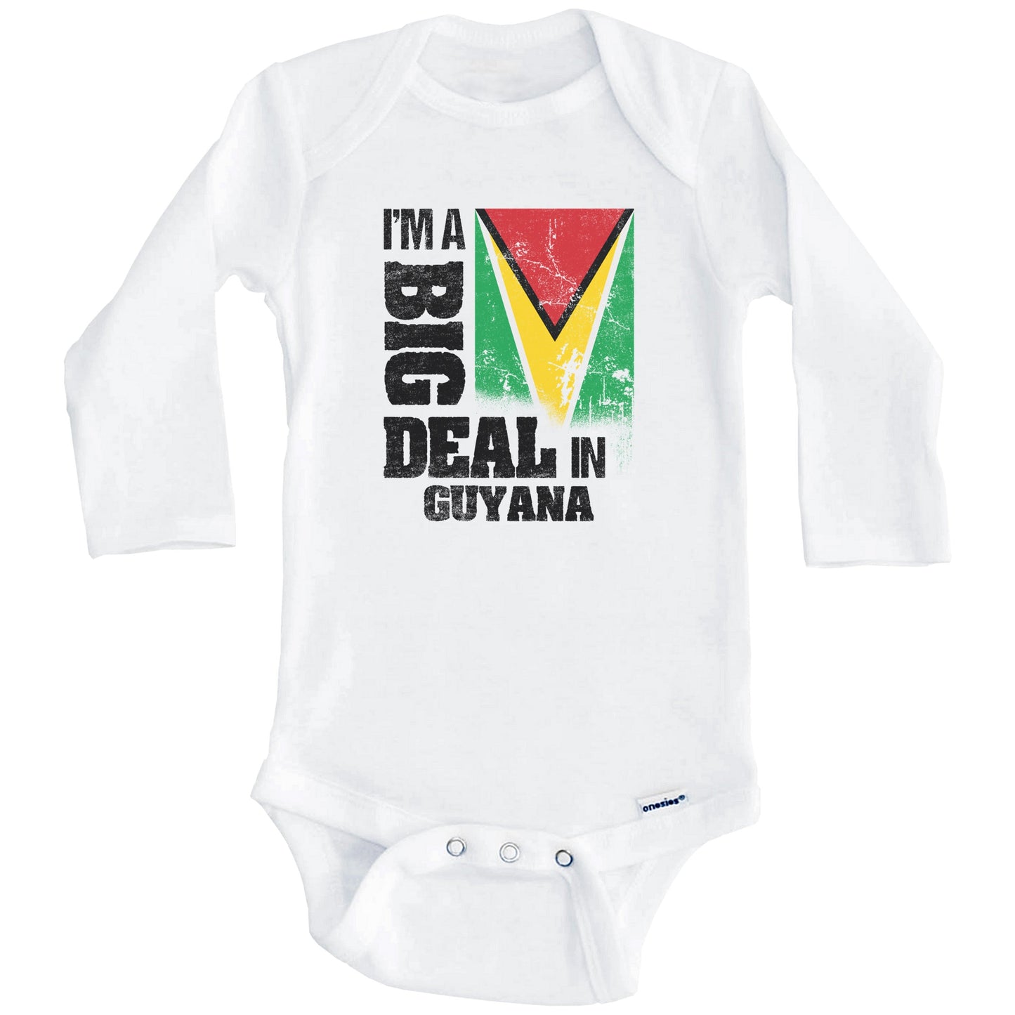 I'm A Big Deal In Guyana Funny Guyanese Flag Baby Bodysuit (Long Sleeves)