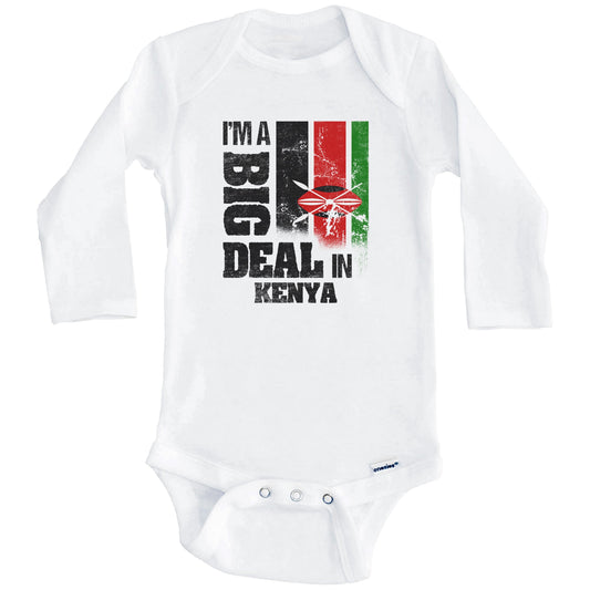 I'm A Big Deal In Kenya Funny Kenyan Flag Baby Bodysuit (Long Sleeves)