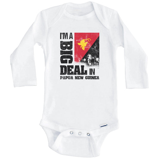 I'm A Big Deal In Papua New Guinea Funny Papuan Flag Baby Bodysuit (Long Sleeves)