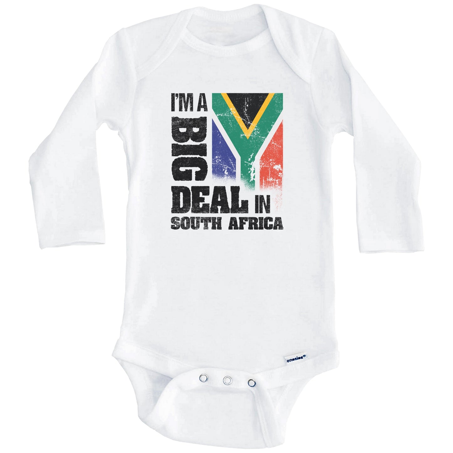 I'm A Big Deal In South Africa Funny South African Flag Baby Bodysuit (Long Sleeves)