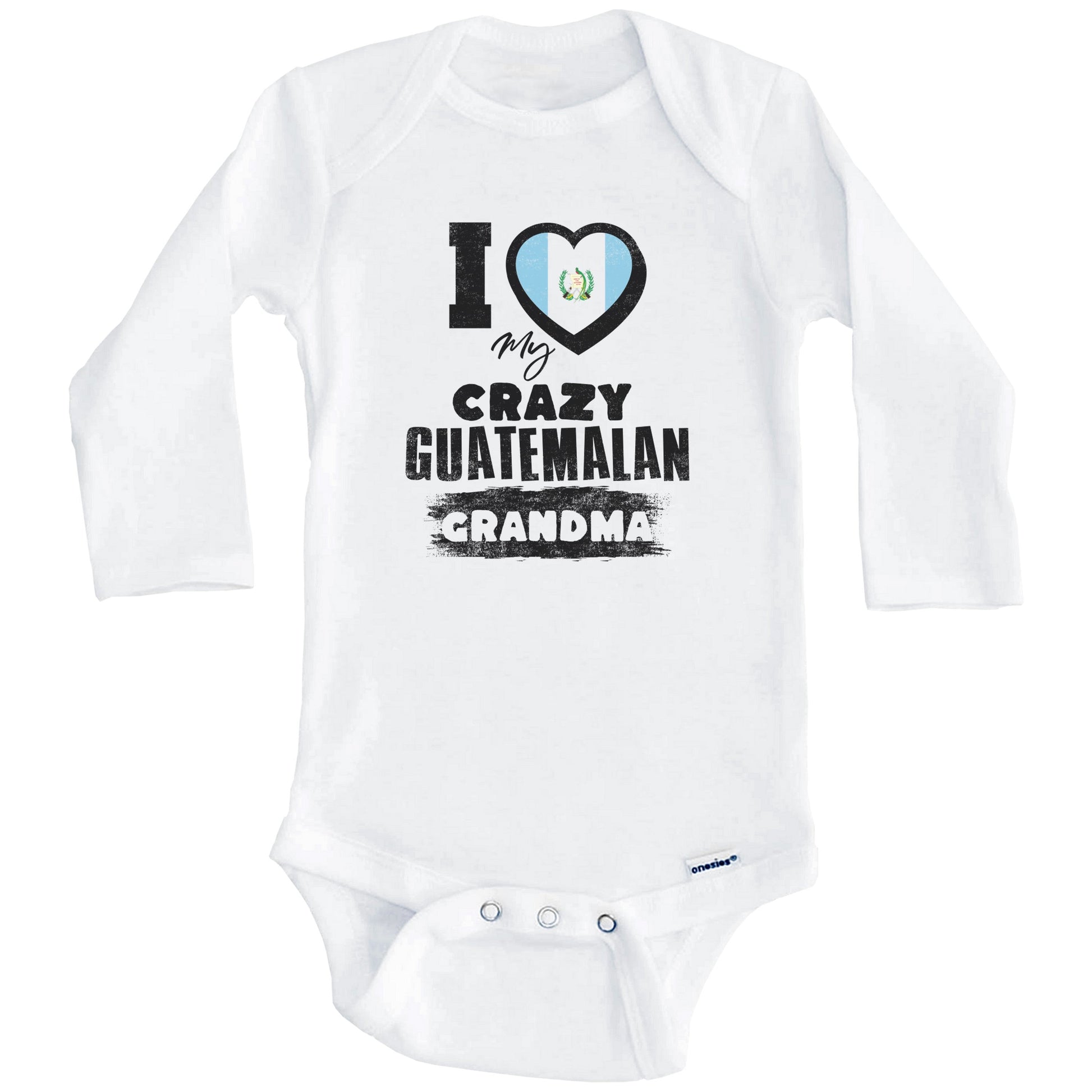 I Love My Crazy Guatemalan Grandma Funny Guatemala Flag Grandchild Baby Bodysuit (Long Sleeves)