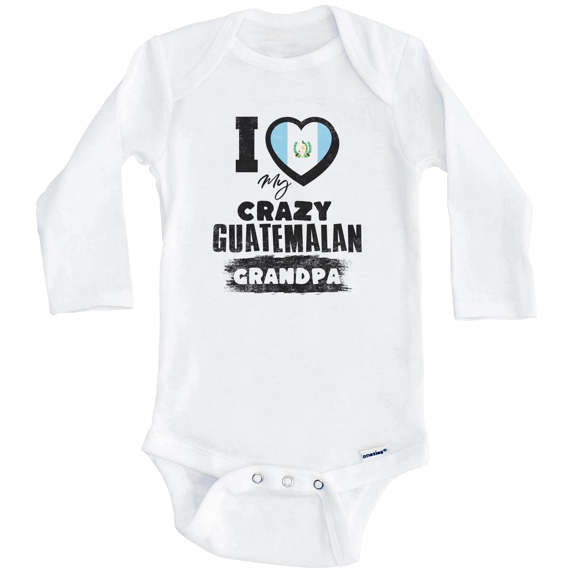 I Love My Crazy Guatemalan Grandpa Funny Guatemala Flag Grandchild Baby Bodysuit (Long Sleeves)