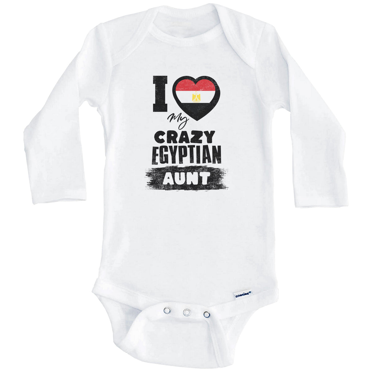 I Love My Crazy Egyptian Aunt Funny Egypt Flag Niece Nephew Baby Bodysuit (Long Sleeves)
