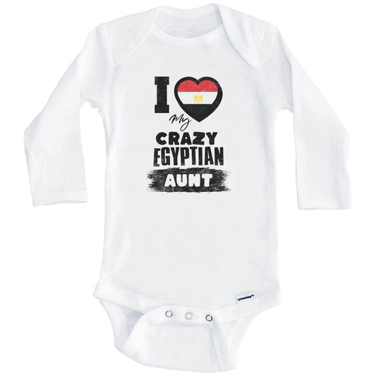 I Love My Crazy Egyptian Aunt Funny Egypt Flag Niece Nephew Baby Bodysuit (Long Sleeves)