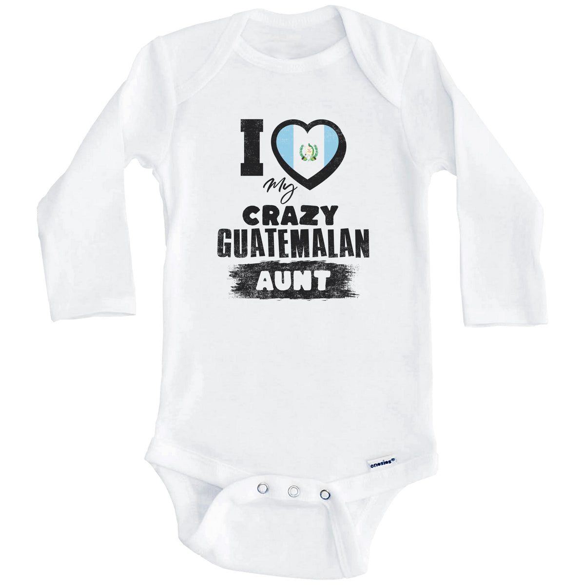 I Love My Crazy Guatemalan Aunt Funny Guatemala Flag Niece Nephew Baby Bodysuit (Long Sleeves)