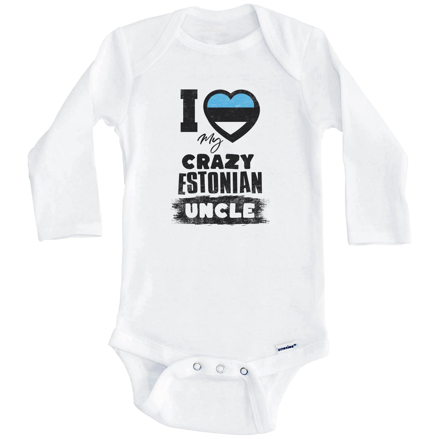 I Love My Crazy Estonian Uncle Funny Estonia Flag Niece Nephew Baby Bodysuit (Long Sleeves)