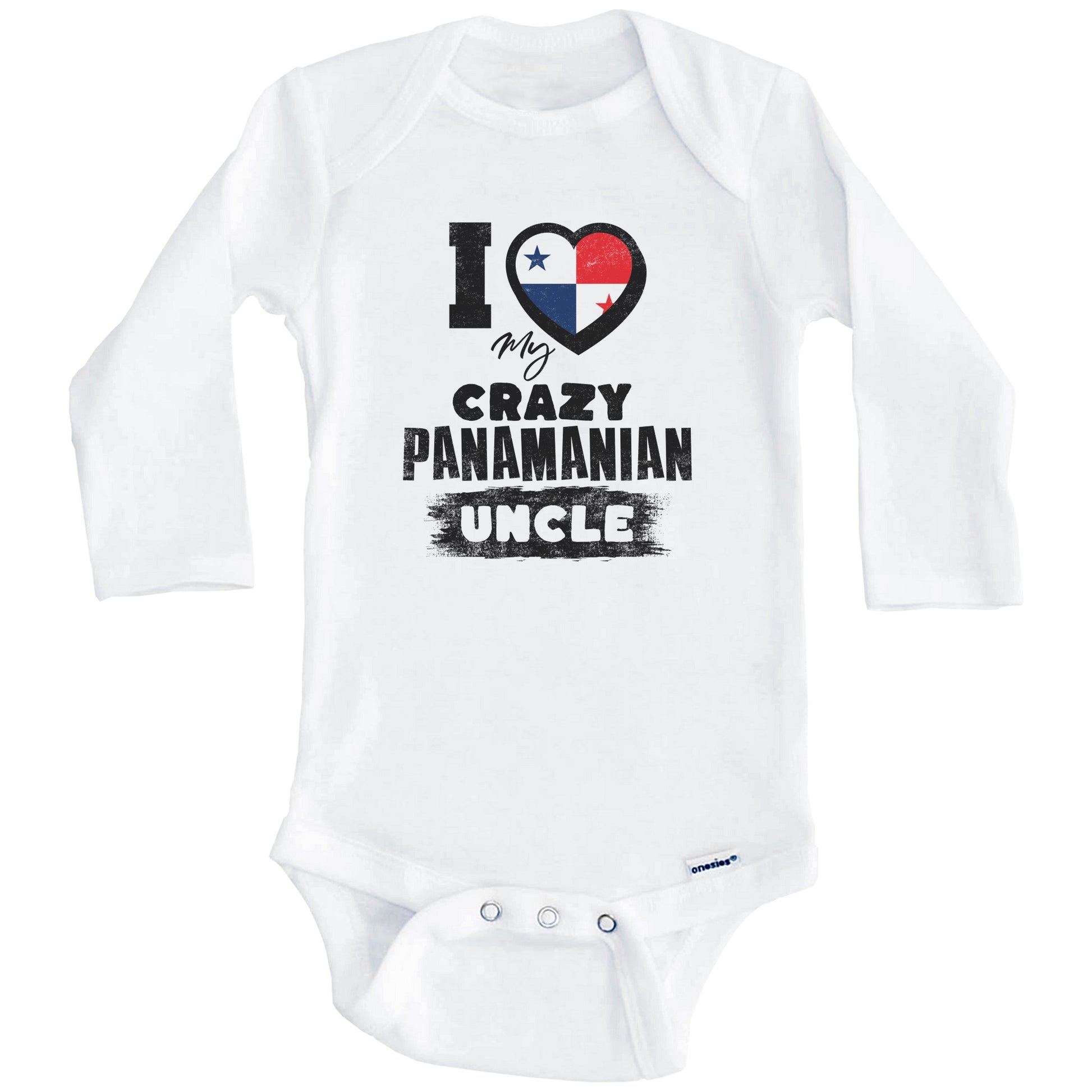 I Love My Crazy Panamanian Uncle Funny Panama Flag Niece Nephew Baby Bodysuit (Long Sleeves)