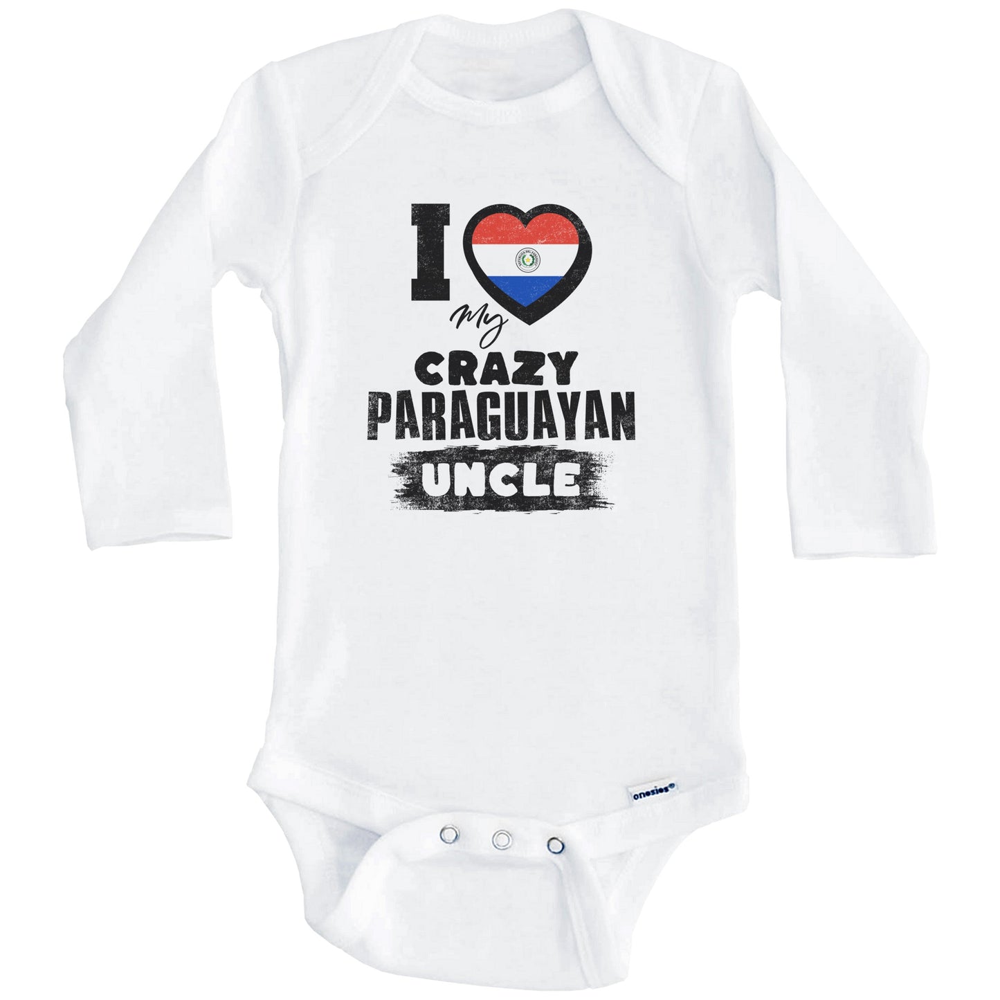 I Love My Crazy Paraguayan Uncle Funny Paraguay Flag Niece Nephew Baby Bodysuit (Long Sleeves)