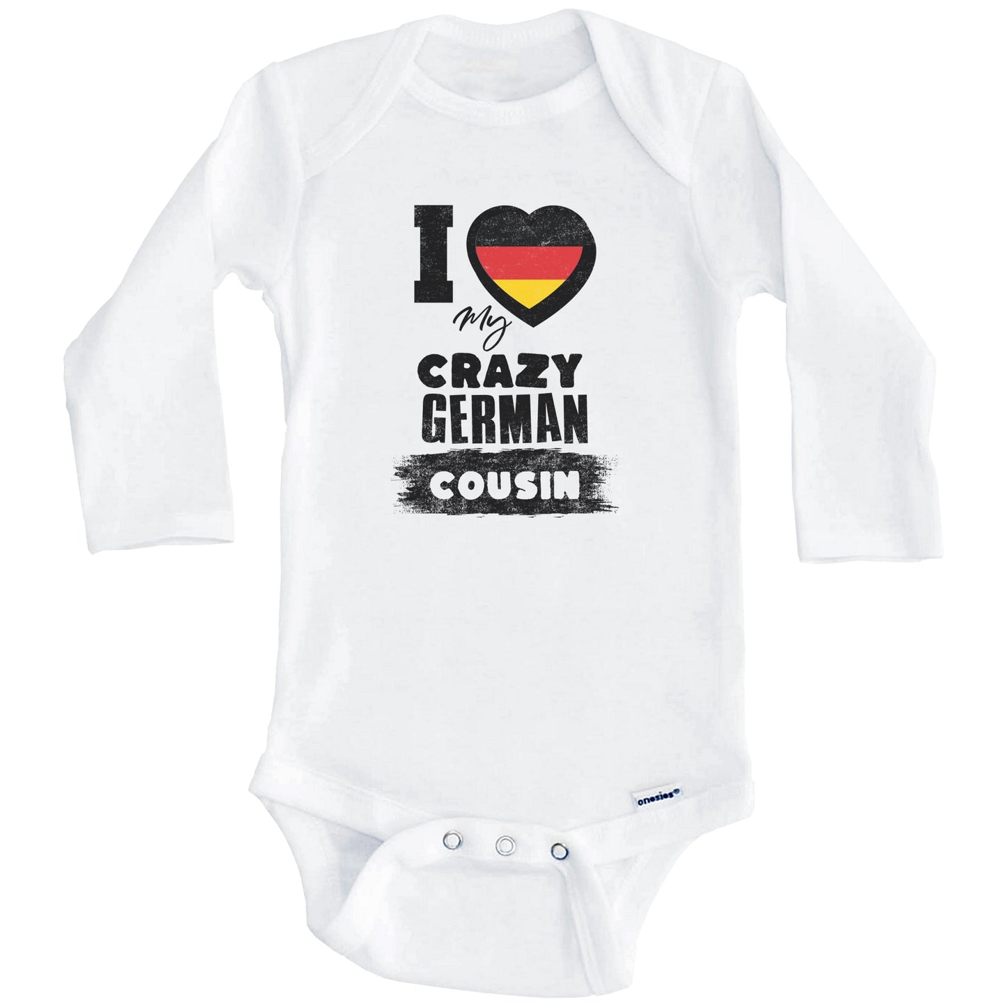 I Love My Crazy German Cousin Funny Germany Flag Baby Bodysuit (Long Sleeves)