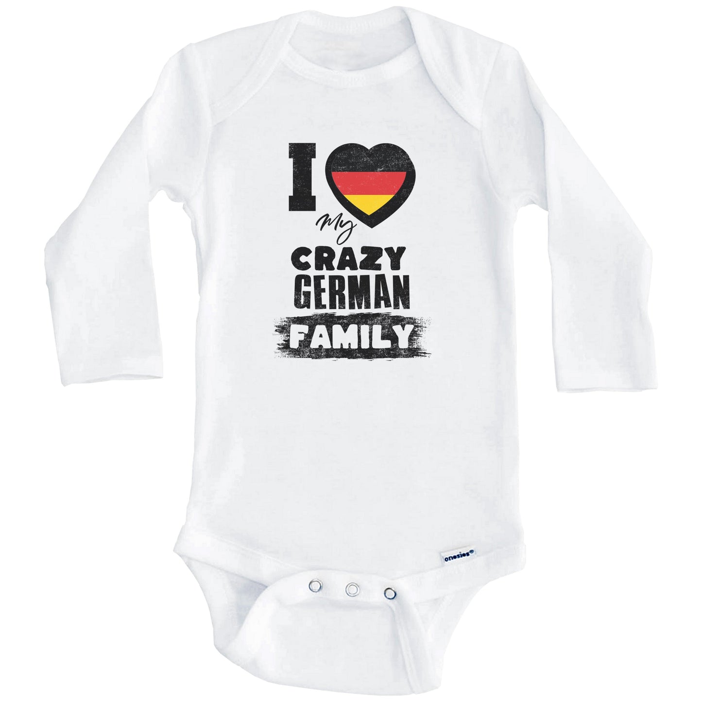 I Love My Crazy German Family Funny Germany Flag Baby Bodysuit (Long Sleeves)