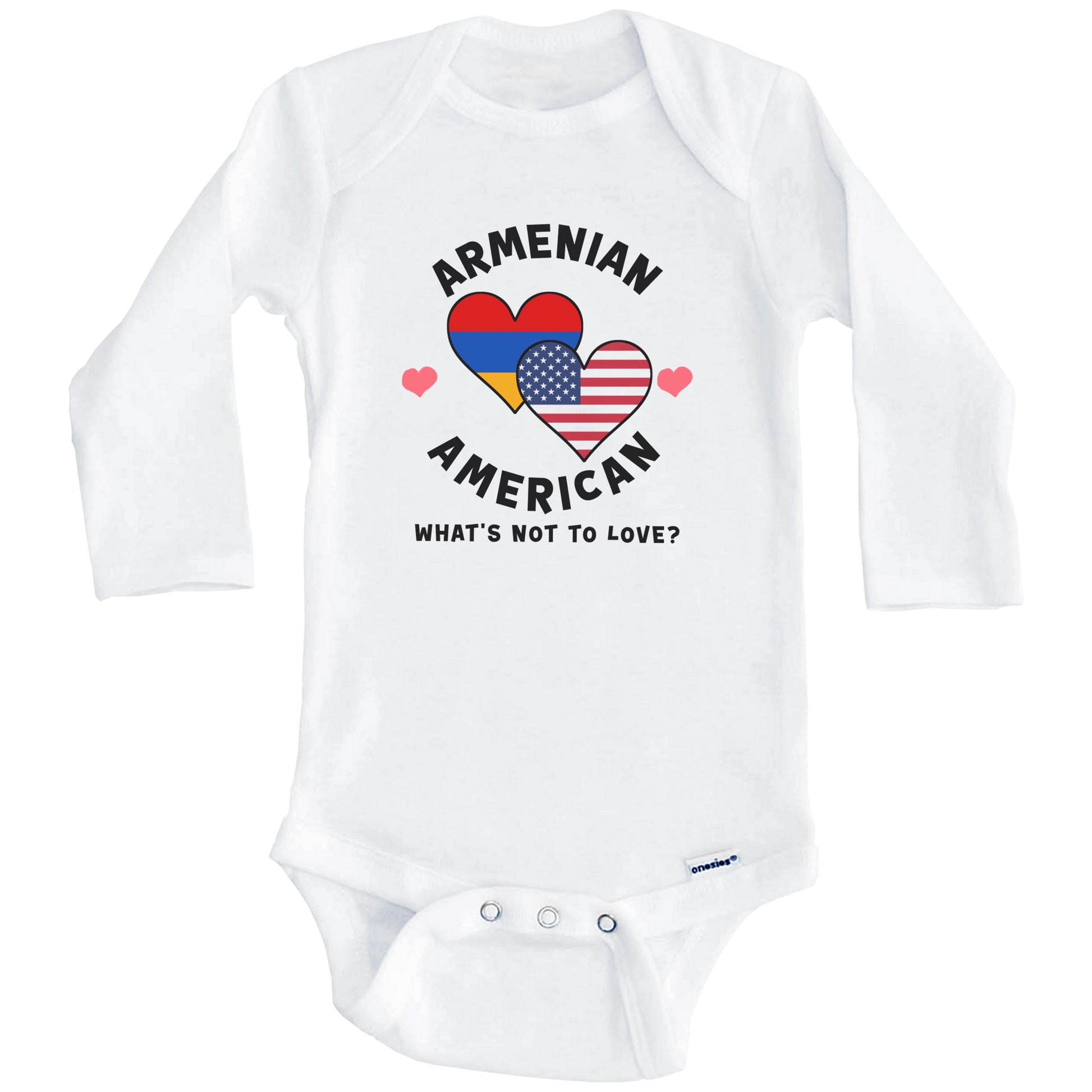 Armenian American What's Not To Love Heart Flags Baby Bodysuit (Long Sleeves)