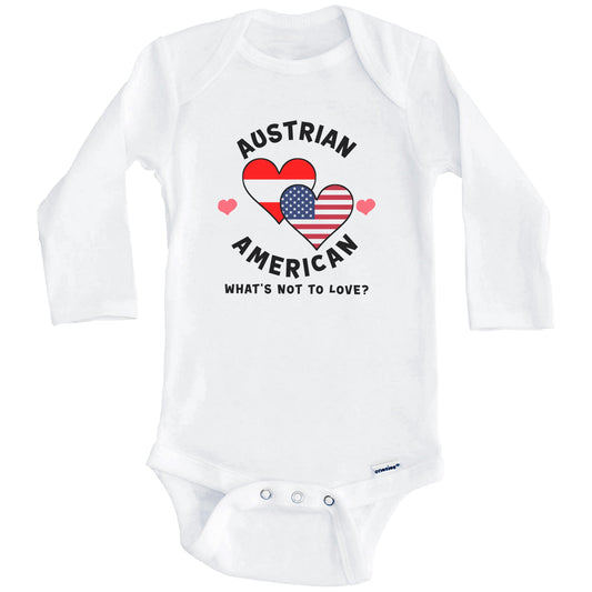 Austrian American What's Not To Love Heart Flags Baby Bodysuit (Long Sleeves)