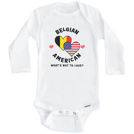 Belgian American What's Not To Love Heart Flags Baby Bodysuit (Long Sleeves)