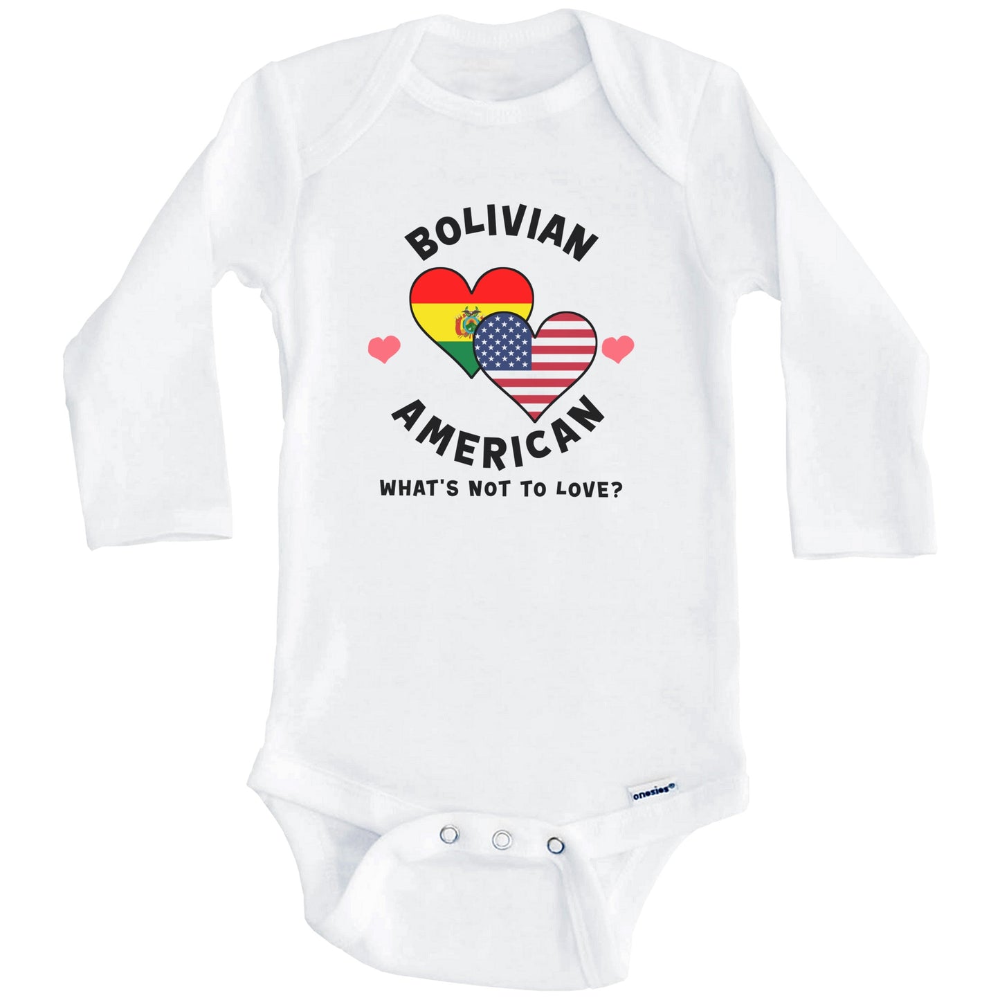 Bolivian American What's Not To Love Heart Flags Baby Bodysuit (Long Sleeves)