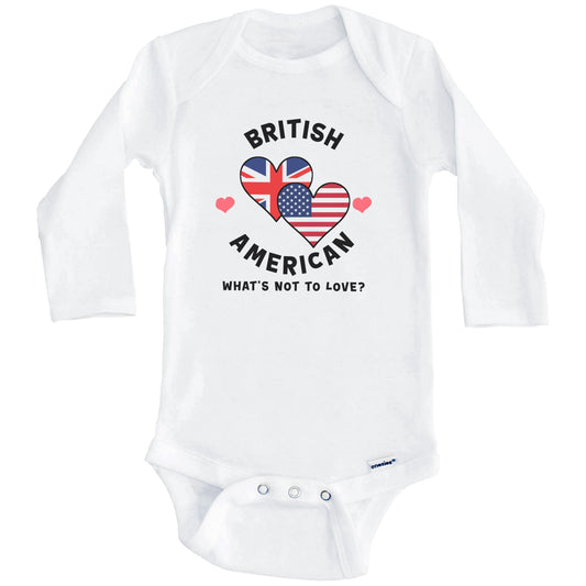 British American What's Not To Love Heart Flags Baby Bodysuit (Long Sleeves)