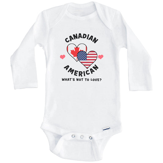 Canadian American What's Not To Love Heart Flags Baby Bodysuit (Long Sleeves)